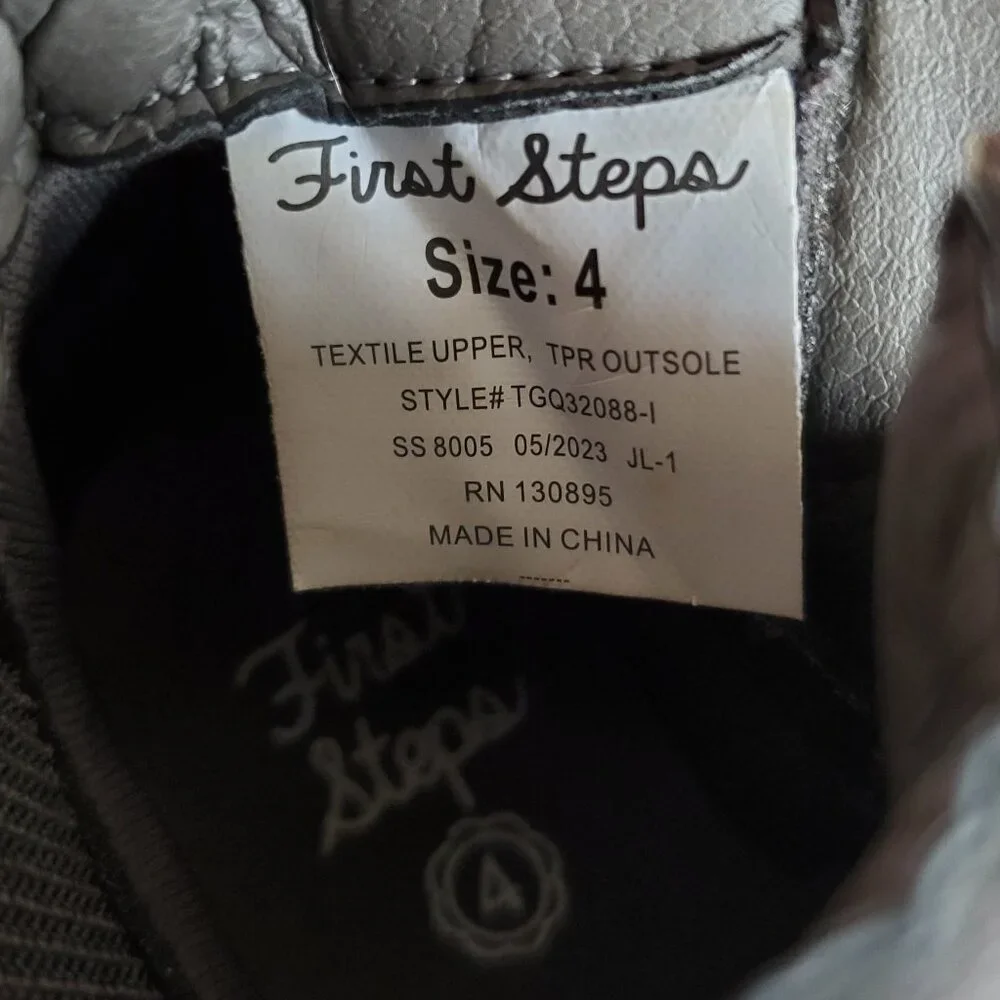 First Steps Toddler Gray High Top Suede Shoes SZ 4